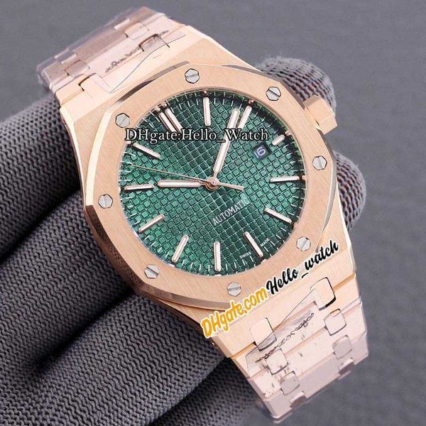 new 45mm 15400 15400st a2813 automatic mens watch green texture dial rose gold steel case bracelet sport gents watches e191
new 45mm 15400 15400st a2813 automatic mens watch green texture dial rose gold steel case bracelet sport gents watches e191