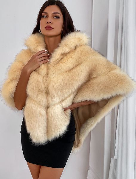 women's faux fur jackets european american fashionable imitation furs cape wedding fox lady cape thick warm rabbit hair cloak coats, Black
women's faux fur jackets european american fashionable imitation furs cape wedding fox lady cape thick warm rabbit hair cloak coats, Black