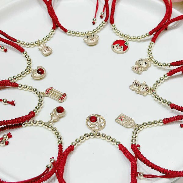 beaded strands lucky tiger/fish/cat/gourd/crab/blessing bag gold plated beads red rope weave braid bracelets for women fashion jewelry ybr62, Black
beaded strands lucky tiger/fish/cat/gourd/crab/blessing bag gold plated beads red rope weave braid bracelets for women fashion jewelry ybr62, Black