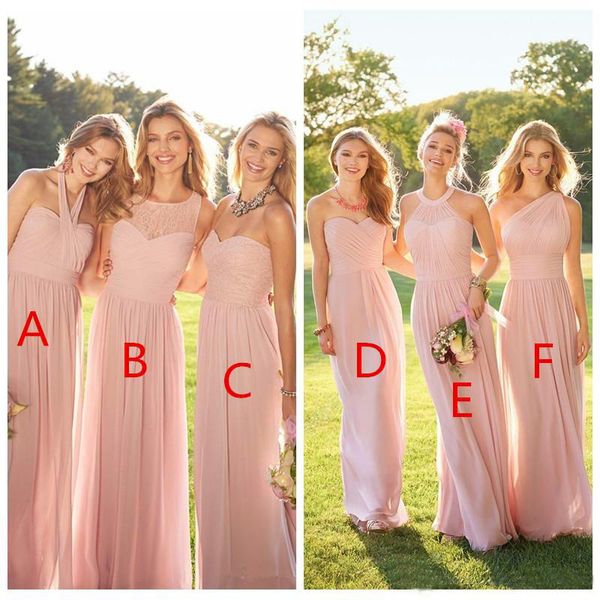 pink pleated long lace chiffon bridesmaid dresses mixed style blush bridesmaid formal honor of maid ruffles custom wear, White;pink
pink pleated long lace chiffon bridesmaid dresses mixed style blush bridesmaid formal honor of maid ruffles custom wear, White;pink