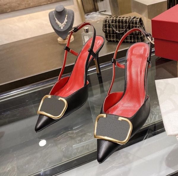 2023 new pointed toe stiletto sandals female hollow metal v-buckle baotou leather womens shoes 6cm 8cm, Black
2023 new pointed toe stiletto sandals female hollow metal v-buckle baotou leather womens shoes 6cm 8cm, Black