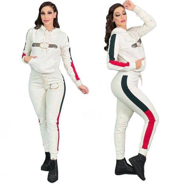 2022 tracksuits women designers clothes fashion casual red and green stripe splicing hooded hoodies sweater letter print long sleeve two pie, Gray
2022 tracksuits women designers clothes fashion casual red and green stripe splicing hooded hoodies sweater letter print long sleeve two pie, Gray