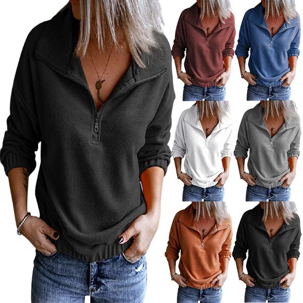 women jackets europe and america solid color fleece stand collar zipper sweater womens pullover stretchy hem designer women coat casual long, Black;brown
women jackets europe and america solid color fleece stand collar zipper sweater womens pullover stretchy hem designer women coat casual long, Black;brown