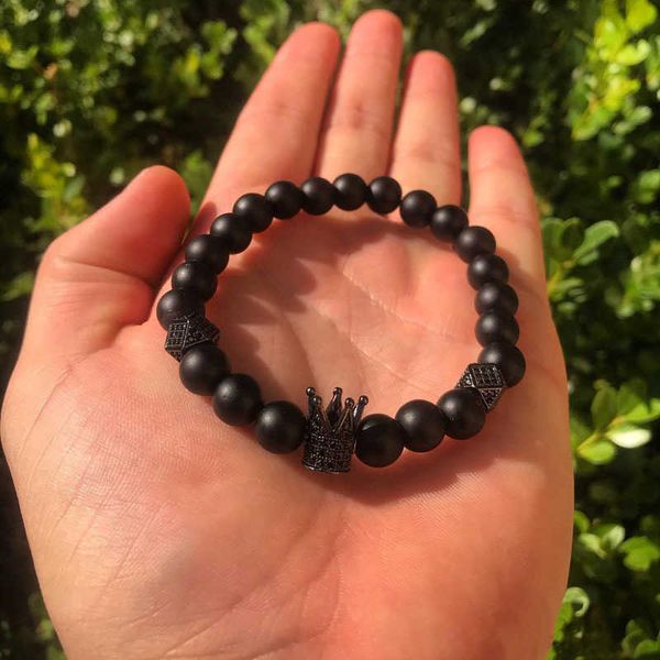 beaded strands 2022 fashion crown men bracelet handmade 8mm pave cz charm strand matte bead bracelet for men jewelry gift l221012, Black
beaded strands 2022 fashion crown men bracelet handmade 8mm pave cz charm strand matte bead bracelet for men jewelry gift l221012, Black