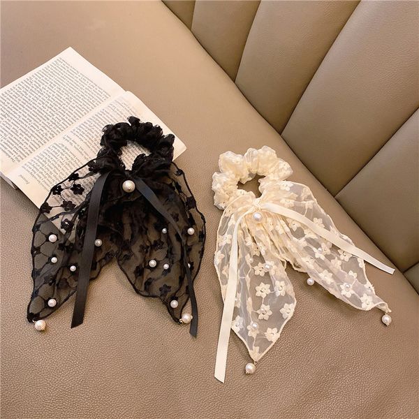 light luxury french bow hair rubber bands scrunchie lace embroidered ribbon pearl large hair rope br031, Pink
light luxury french bow hair rubber bands scrunchie lace embroidered ribbon pearl large hair rope br031, Pink
