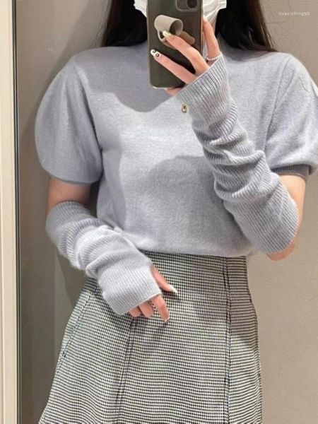 women's sweaters japanese y2k solid puff sleeve sweater with oversleeve elegant half high collar knitted pullovers autumn all-match, White;black
women's sweaters japanese y2k solid puff sleeve sweater with oversleeve elegant half high collar knitted pullovers autumn all-match, White;black