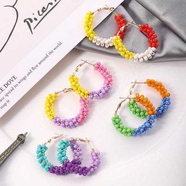 seed beads geometric round colorblock hoop earrings for women handmade beaded earrings lightweight jewelry accessories, Golden;silver
seed beads geometric round colorblock hoop earrings for women handmade beaded earrings lightweight jewelry accessories, Golden;silver