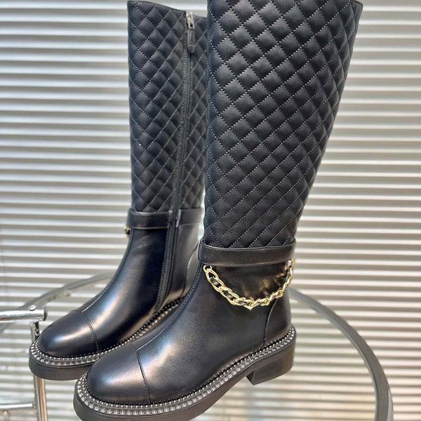 knee boots with chain classic diamond plaid canvas knight long boot calfskin womens shoes heel height 4.0cm inside sheepskin 35-41, Black
knee boots with chain classic diamond plaid canvas knight long boot calfskin womens shoes heel height 4.0cm inside sheepskin 35-41, Black