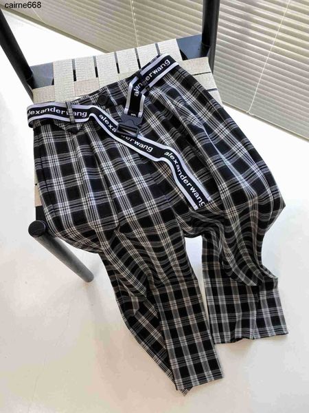 women's designer pants autumn new fashion classic plaid letter ribbon waist alexanders buckle casual versatile pants wangs, Black;white
women's designer pants autumn new fashion classic plaid letter ribbon waist alexanders buckle casual versatile pants wangs, Black;white