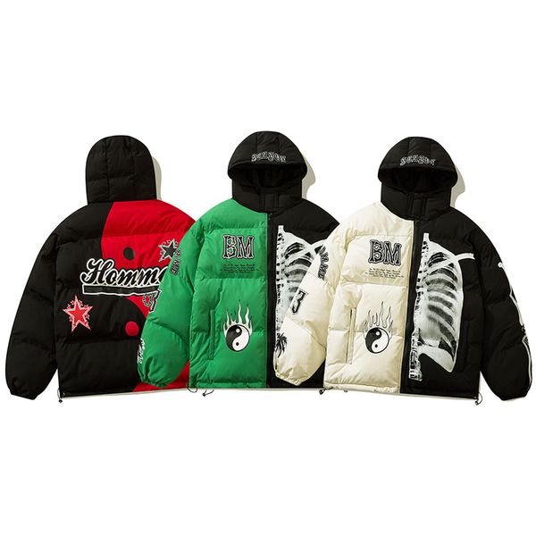 mens winter hooded parka jacket yin yang skeleton print streetwear oversized coat harajuku loose thick warm outwear unisex, Black
mens winter hooded parka jacket yin yang skeleton print streetwear oversized coat harajuku loose thick warm outwear unisex, Black
