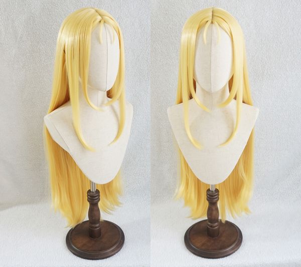 popular synthetic long spopular synthetic linear animation golden cosplay wig, Black 
popular synthetic long spopular synthetic linear animation golden cosplay wig, Black
