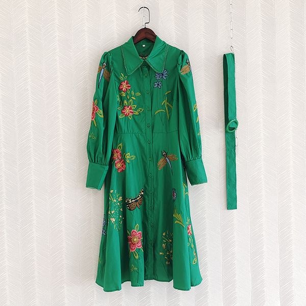 908 xl 2022 autumn women's runway dress long sleeve lapel neck green dress flora print yy, Black
908 xl 2022 autumn women's runway dress long sleeve lapel neck green dress flora print yy, Black