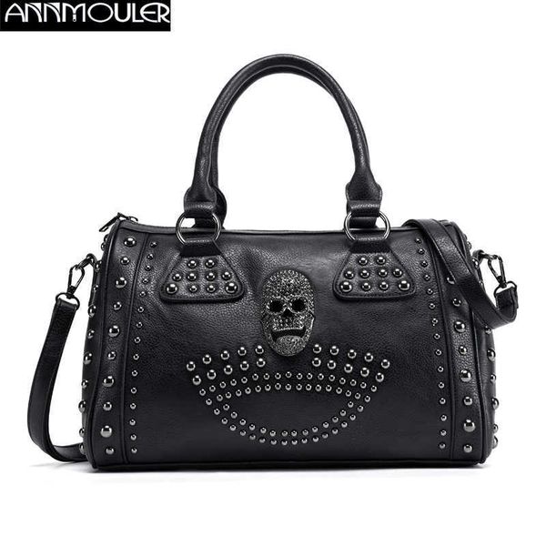 shoulder bags annmouler women's trend large capacity boston black skull handbag luxury pu leather tote rivet crossbody purse 221017
shoulder bags annmouler women's trend large capacity boston black skull handbag luxury pu leather tote rivet crossbody purse 221017