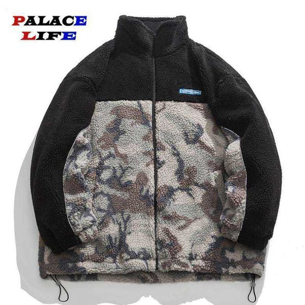 men's fur faux fur harajuku camouflage patchwork zipper lambswool jacket men winter fleece cotton padded jacket coat streetwear outwear, Black
men's fur faux fur harajuku camouflage patchwork zipper lambswool jacket men winter fleece cotton padded jacket coat streetwear outwear, Black