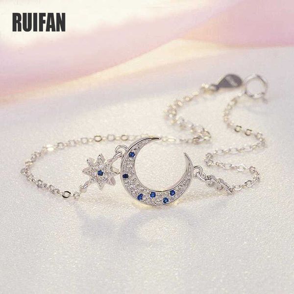 beaded strands ruifan moon/star blue cubic zirconia 925 sterling silver women's bracelets trendy silm chain link bracelet jewelry gift, Black
beaded strands ruifan moon/star blue cubic zirconia 925 sterling silver women's bracelets trendy silm chain link bracelet jewelry gift, Black