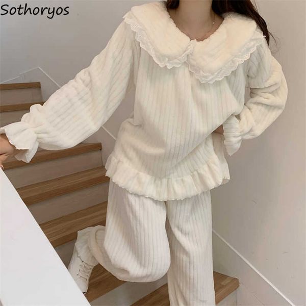 women's sleep lounge white sweet pajama sets women loose long sleeve flannel fashion lovely girls princess korean style home lounge wea
women's sleep lounge white sweet pajama sets women loose long sleeve flannel fashion lovely girls princess korean style home lounge wea