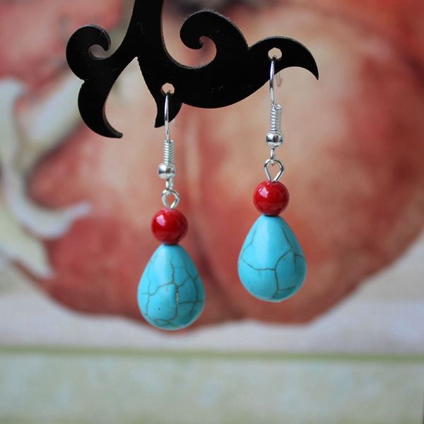 fashion ear cuff vintage ethnic style earrings water drop shaped turquoise red beads tibetan women jewelry stud, Silver
fashion ear cuff vintage ethnic style earrings water drop shaped turquoise red beads tibetan women jewelry stud, Silver
