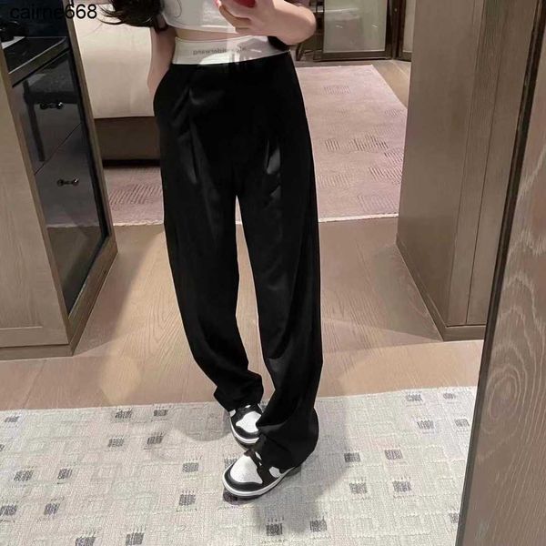 women's pants designer autumn new style jacquard letter ribbon high waist wide leg pants show thin alexanders casual fashion suit strai, Black;white 
women's pants designer autumn new style jacquard letter ribbon high waist wide leg pants show thin alexanders casual fashion suit strai, Black;white