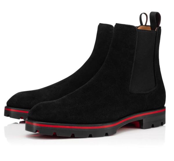luxury men's ankle boots reds paint sole low heel leather suede round head winter fashion business boots, Black
luxury men's ankle boots reds paint sole low heel leather suede round head winter fashion business boots, Black