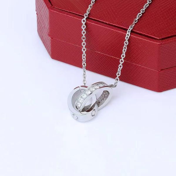 2021 fashion luxury love double ring necklace no diamond titanium steel necklace never fading for girlfriend couple christmas gift, Silver
2021 fashion luxury love double ring necklace no diamond titanium steel necklace never fading for girlfriend couple christmas gift, Silver