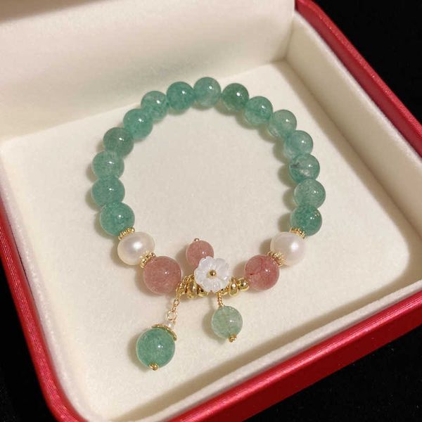 beaded strands new shell flower natural green/pink strawberry quartz crystal freshwater pearls beaded bracelets for women fine jewerly ybr70, Black
beaded strands new shell flower natural green/pink strawberry quartz crystal freshwater pearls beaded bracelets for women fine jewerly ybr70, Black