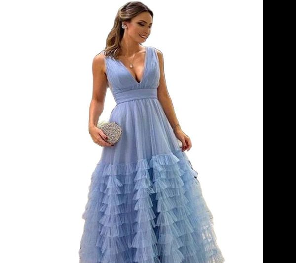 blue evening dresses v-neck tiered pleat cake robes de soiree a-line backless floor-length tulle vestido de noche, Black;red
blue evening dresses v-neck tiered pleat cake robes de soiree a-line backless floor-length tulle vestido de noche, Black;red