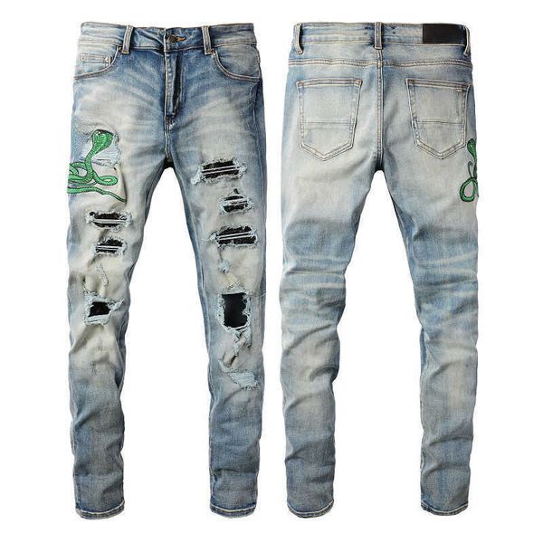 22ss mens jeans amr designer pants worn-out wash embroidery denim trousers men fashion youth personality small feet pencil sweatpants, Blue
22ss mens jeans amr designer pants worn-out wash embroidery denim trousers men fashion youth personality small feet pencil sweatpants, Blue