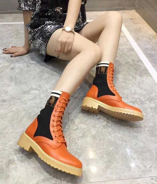 boots shoes winter new round head thick bottom color matching lace up elastic women's fashion casual short boots, Black
boots shoes winter new round head thick bottom color matching lace up elastic women's fashion casual short boots, Black