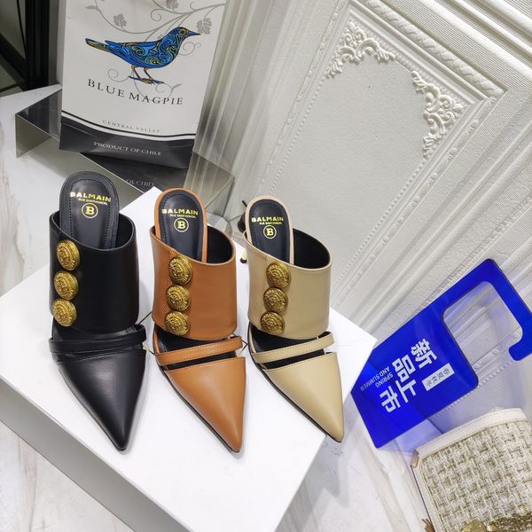 fashion high heel slippers with button design cut out genuine leather slippers, Black
fashion high heel slippers with button design cut out genuine leather slippers, Black