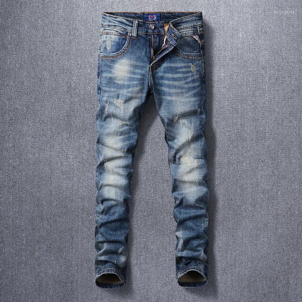 men's jeans italian style fashion men retro dark blue elastic slim fit ripped vintage designer casual cotton denim pants
men's jeans italian style fashion men retro dark blue elastic slim fit ripped vintage designer casual cotton denim pants