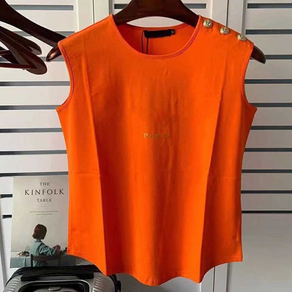 famous womens designer t shirts summer letter print sleeveless tees women clothing metal button short sleeve, White
famous womens designer t shirts summer letter print sleeveless tees women clothing metal button short sleeve, White
