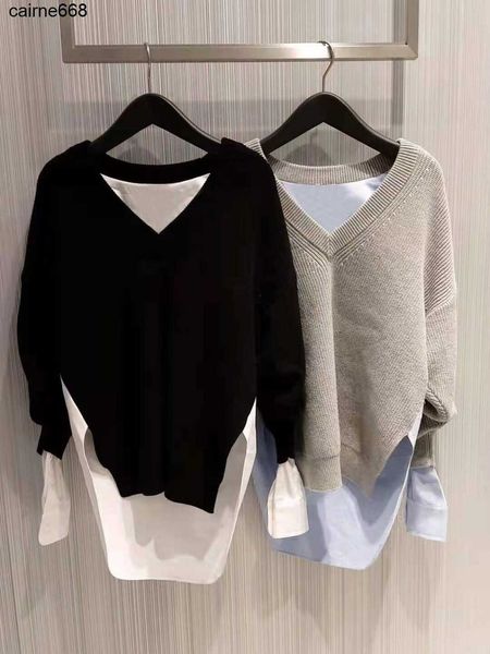 women's hoodies designer sweatshirts spring new loose fake two-piece sweater medium long splicing alexanders pullover female sweater wa, Black
women's hoodies designer sweatshirts spring new loose fake two-piece sweater medium long splicing alexanders pullover female sweater wa, Black