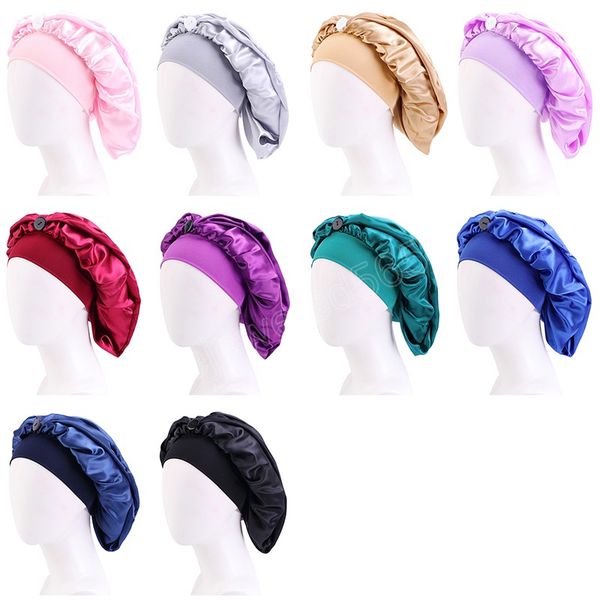 fashion elastic wide band satin bonnet with adjustable button for women long hair headscarf soild color night sleep cap, Blue;gray
fashion elastic wide band satin bonnet with adjustable button for women long hair headscarf soild color night sleep cap, Blue;gray