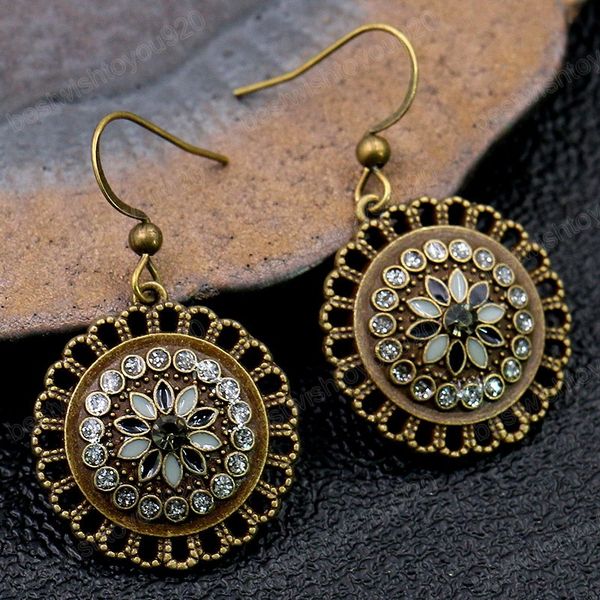 retro alloy dangle earrings women boho drop oil cz earrings hollow flower round bronze alloy earring, Silver
retro alloy dangle earrings women boho drop oil cz earrings hollow flower round bronze alloy earring, Silver