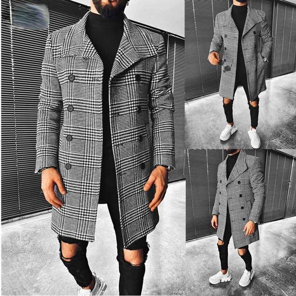 men's fur faux fashion coat autumn winter new plaid double breasted lapel mid-long chic wool blends t221007, Black
men's fur faux fashion coat autumn winter new plaid double breasted lapel mid-long chic wool blends t221007, Black