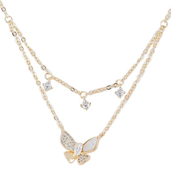 shiny butterfly necklace exquisite double crystal pendant collar chain necklace ladies wedding party jewelry gift, Silver
shiny butterfly necklace exquisite double crystal pendant collar chain necklace ladies wedding party jewelry gift, Silver