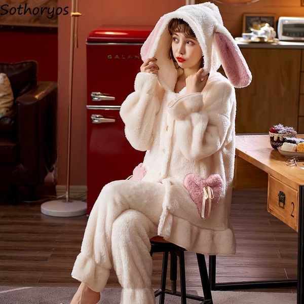 women's sleep lounge flannel long sleeve pajama sets women hooded rabbits winter simple sweet casual thicker plus velvet windproof ther
women's sleep lounge flannel long sleeve pajama sets women hooded rabbits winter simple sweet casual thicker plus velvet windproof ther