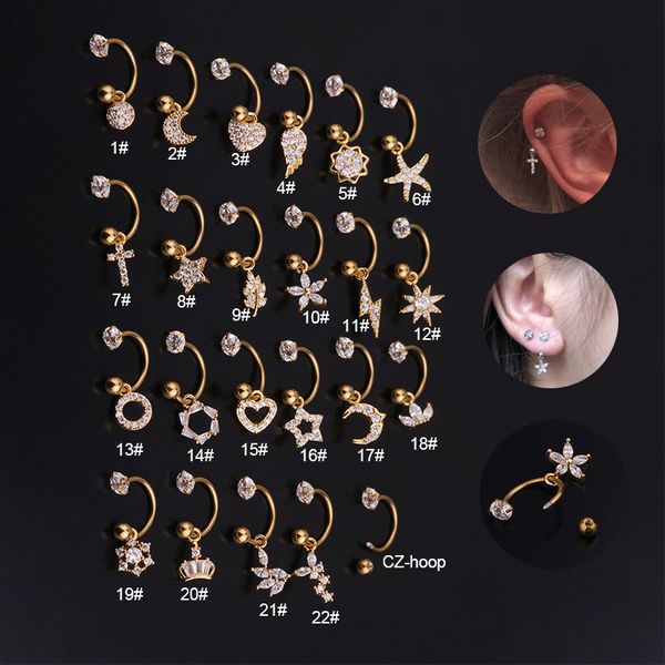 crystal stud earrings tragus cartilage helix stainless steel flower star cilp earring for women ear piercing fashion jewelry, Golden;silver
crystal stud earrings tragus cartilage helix stainless steel flower star cilp earring for women ear piercing fashion jewelry, Golden;silver