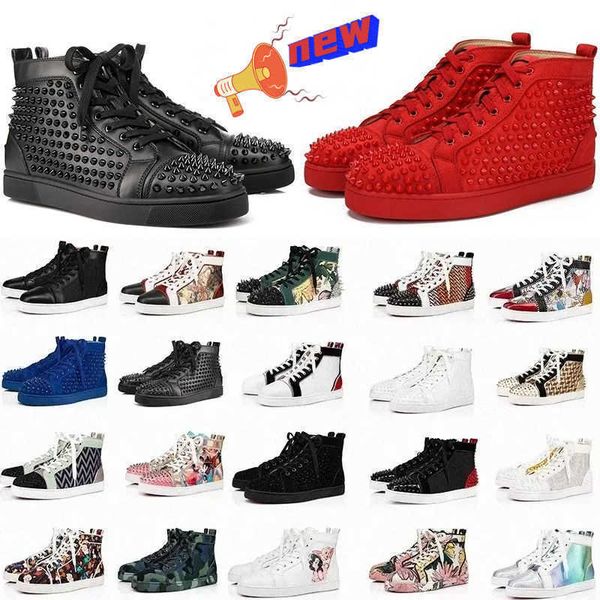 2022 mens womens shoes luxurys designers red bottoms high low studded spikes fashion suede leather black silver women flat sneaker party
2022 mens womens shoes luxurys designers red bottoms high low studded spikes fashion suede leather black silver women flat sneaker party