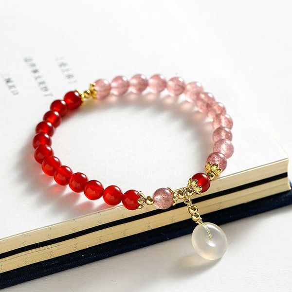 beaded strands natural white hetian jade lucky charm red agate pink strawberry quartz crystal beaded bracelets for women fine jewelry ybr671, Black
beaded strands natural white hetian jade lucky charm red agate pink strawberry quartz crystal beaded bracelets for women fine jewelry ybr671, Black