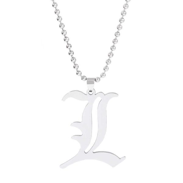 pendant necklaces death note l necklace stainless steel old english letter pendant beads chain necklaces cosplay jewelry accessories gifts l, Silver
pendant necklaces death note l necklace stainless steel old english letter pendant beads chain necklaces cosplay jewelry accessories gifts l, Silver