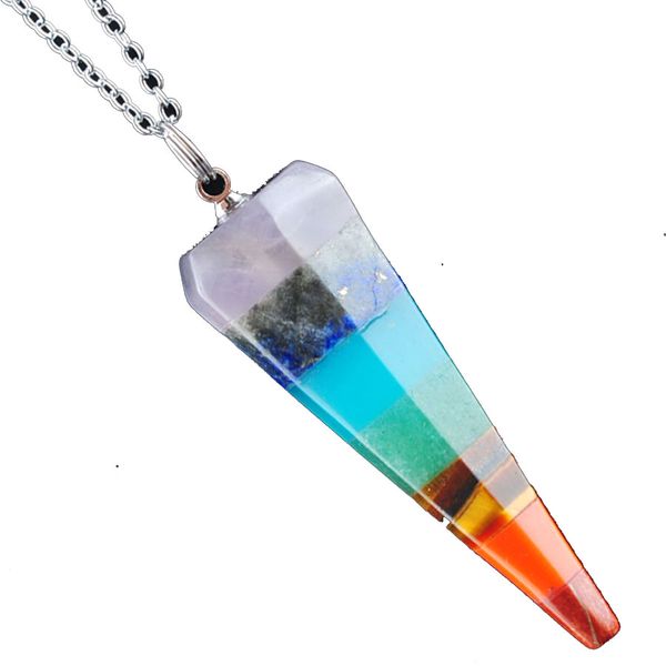 wojiaer 7 chakra layered rainbow pendants necklaces hexagonal healing dowsing reiki stone pendulum chain 45cm bn347, Silver
wojiaer 7 chakra layered rainbow pendants necklaces hexagonal healing dowsing reiki stone pendulum chain 45cm bn347, Silver