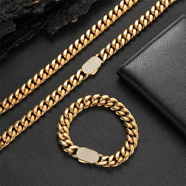 18k yellow gold plated stainless steel cuban chain necklace bracelet for men women punk jewelry, Silver
18k yellow gold plated stainless steel cuban chain necklace bracelet for men women punk jewelry, Silver
