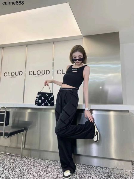 women's pants designer new autumn ribbon drawstring letter flocking pants women's high waist versatile wide leg alexanders pants s, Black;white
women's pants designer new autumn ribbon drawstring letter flocking pants women's high waist versatile wide leg alexanders pants s, Black;white