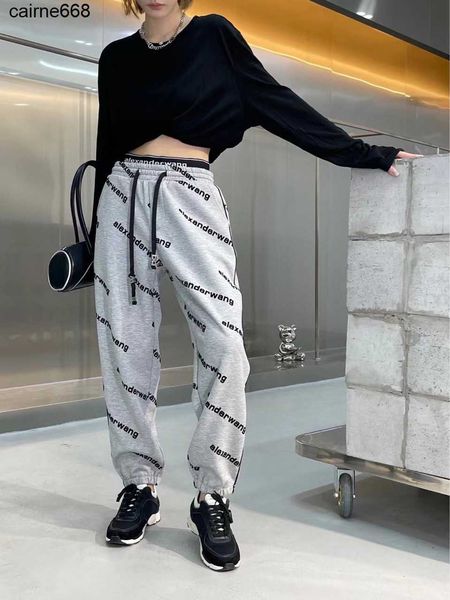 women's pants designer autumn new flocking letter elastic waist slim harun pants alexanders women's loose pants fashion wangs, Black;white
women's pants designer autumn new flocking letter elastic waist slim harun pants alexanders women's loose pants fashion wangs, Black;white