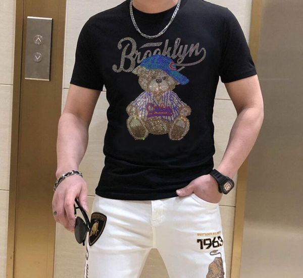 men summer t shirt europe style o-neck short sleeve streetwear male rhinestone slim fit t-shirt, White;black
men summer t shirt europe style o-neck short sleeve streetwear male rhinestone slim fit t-shirt, White;black