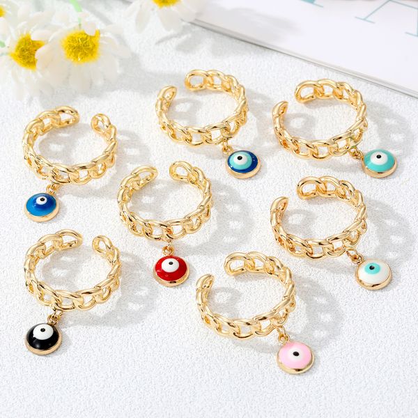 fashion turkish evil eye adjustable open rings vintage gold color wide chain link finger rings for women trend jewelry party gift, Golden;silver
fashion turkish evil eye adjustable open rings vintage gold color wide chain link finger rings for women trend jewelry party gift, Golden;silver