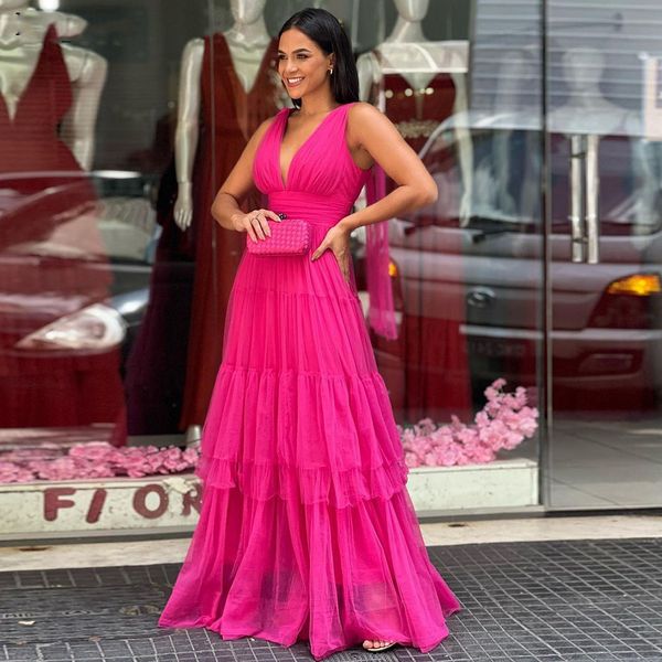 tulle long prom dresses tiered v-neck formal evening gowns a line pleats shoulder straps formal party, Black
tulle long prom dresses tiered v-neck formal evening gowns a line pleats shoulder straps formal party, Black