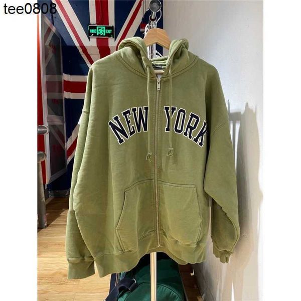 street style same newyork embroidered hooded zippered fleece sweater bm american loose cardigan coat, Black
street style same newyork embroidered hooded zippered fleece sweater bm american loose cardigan coat, Black