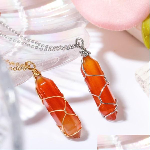 pendant necklaces fashion red agate stone hexagonal prism pendant gold wire wrap necklace for women jewelry wholesale drop delivery 2 dhwk6, Silver
pendant necklaces fashion red agate stone hexagonal prism pendant gold wire wrap necklace for women jewelry wholesale drop delivery 2 dhwk6, Silver